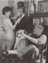 Le peintre André Dignimont dans son atelier en compagnie d'un modèle