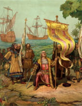 Christophe Colomb débarquant en Amérique