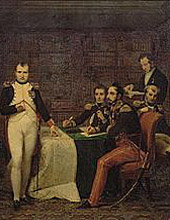 Napoléon Ier dictant ses mémoires aux généraux Montholon et Gourgaud en présence du grand-maréchal Bertrand et du comte de Las Cases