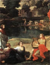 Nicolas Poussin - Paysage avec Orphée et Eurydice (détail)