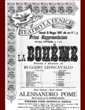 Ruggero Leoncavallo - La Bohème, affiche de la première à la Fenice en 1897