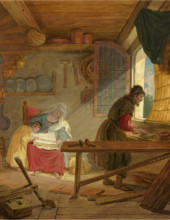 Tethart Philipp Christian Haag - La Sainte Famille dans l'atelier de Joseph