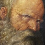 Portrait d’un vieil homme à la barbe , peint de trois-quarts , le regard tourné vers le peintre. Artiste non identifié.