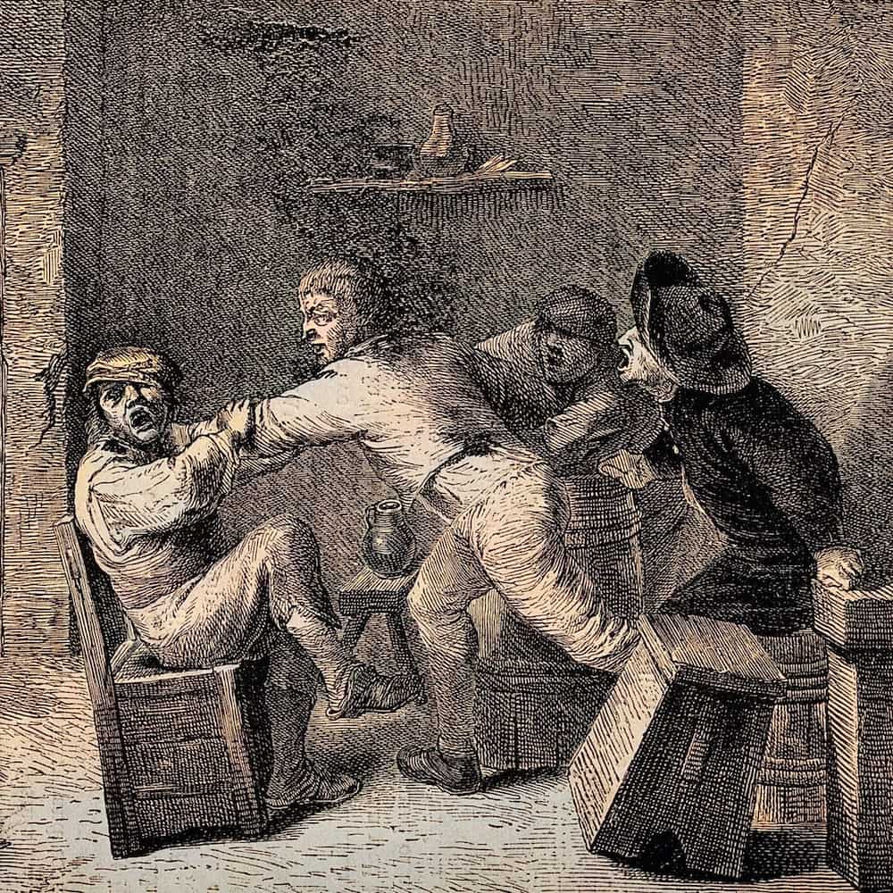 Bagarre d’ivrognes dans une taverne, d’après Adriaen Brouwer (XIXe)