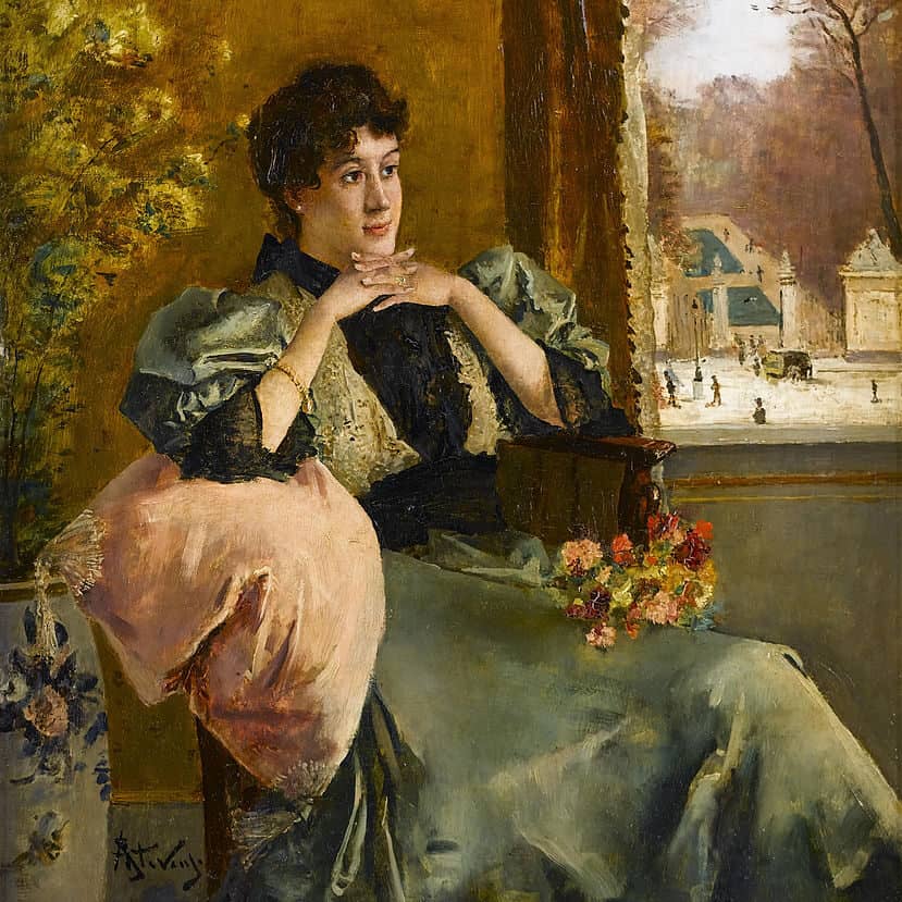 Alfred Stevens, Femme pensive près d’une fenêtre (ca. 1906)