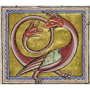 Amphisbène - Miniature du Bestiaire d'Aberdeen, folio 68 verso (XIIe siècle)