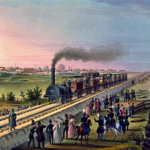 Arrivée d'un train en gare vers 1838