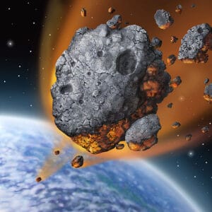 Astéroïde tombant sur la Terre