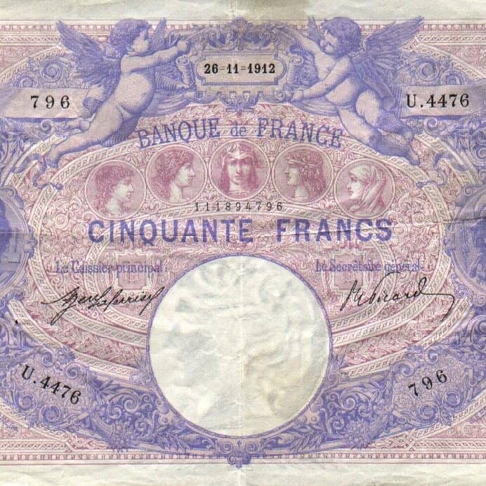 Billet de 50 francs violet et rose
