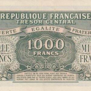 Billet du Trésor, 1000 francs, verso (1945)