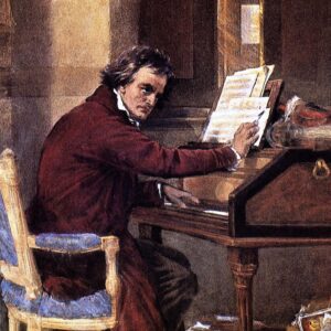 Carl Bernhard Schloesser - Ludwig van Beethoven au travail à son piano (vers 1890), Détail