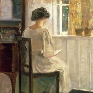 Carl Holsoe - Femme lisant dans une pièce ensoleillée