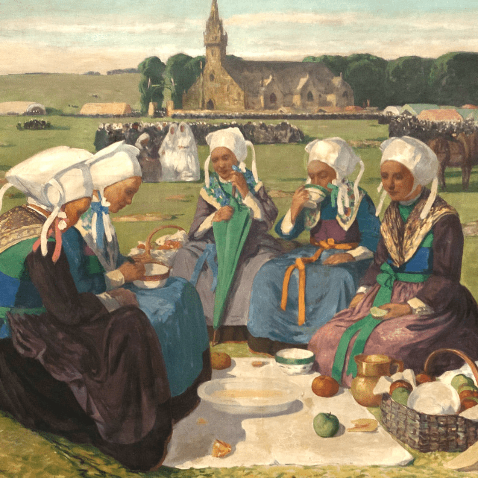 Charles Cottet - Femmes de Plougastel au Pardon de Sainte-Anne-La-Palud (1903)