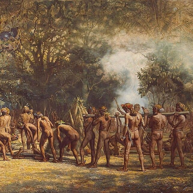 Charles E. Gordon Frazer - Fête cannibale sur l'île de Tanna, Nouvelles-Hébrides (19e siècle)