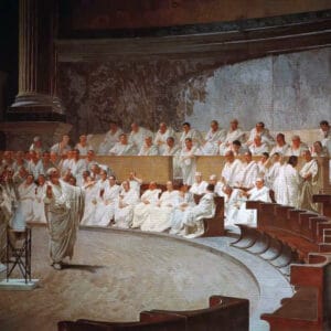 Cicéron dénonce Catilina, fresque réalisée entre 1882 et 1888 par Cesare Maccari (1840-1919)