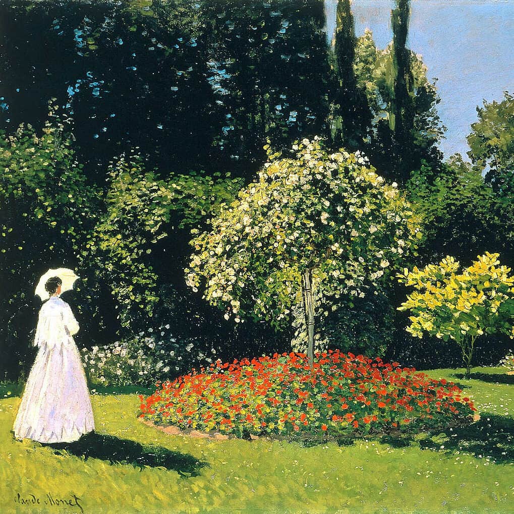 Claude Monet - La Dame en blanc au jardin (1867), musée de l'Ermitage de Saint-Pétersbourg