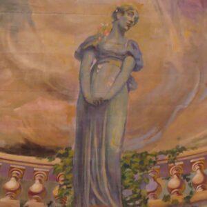 Détail du plafond du théâtre à l'italienne de Douai peint par Charles-Alexandre-Joseph Caullet, figurant le Monument à Marceline Desbordes-Valmore d'Édouard Houssin