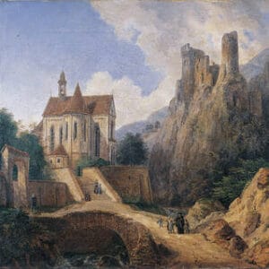 Domenico Quaglio - Paysage à Kobern, sur la Moselle (1827)