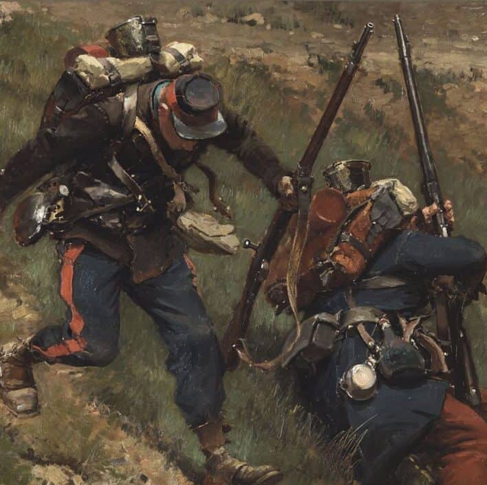 Édouard Detaille - Fantassins dans un chemin creux, fragment du panorama de La Bataille de Champigny (1882)