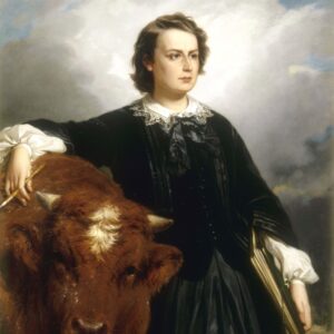 Édouard Louis Dubufe - Portrait de Marie-Rosalie dite Rosa Bonheur, avec un taureau (1857)