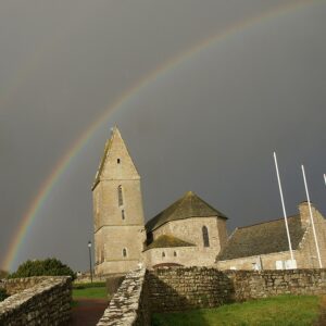 Église le La Pernelle & Double arc en ciel