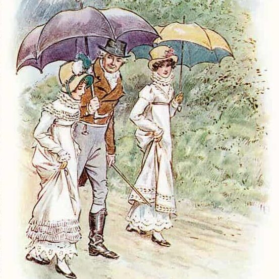 Illustration en couleurs d'une édition de 1909 de Emma (de Jane Austen), par C. E. Brock (mort en 1938)