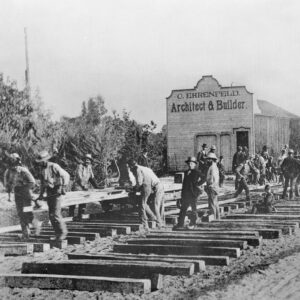 Equipes construisant le chemin de fer Los Angeles San Gabriel Valley (1885)