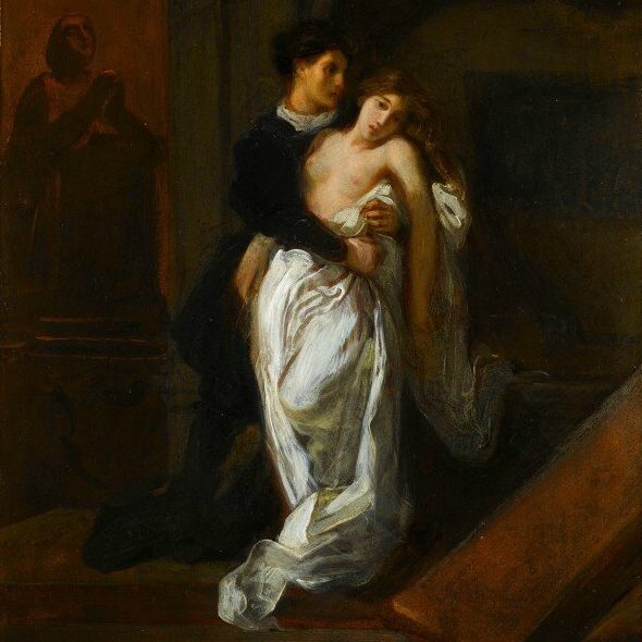 Eugène Delacroix - Roméo et Juliette devant le tombeau des Capulets (vers 1850)