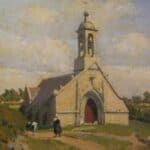 Fermière bretonne devant l'église (début XXè)