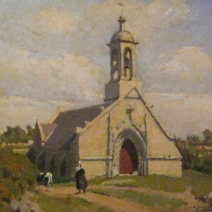 Fermière bretonne devant l'église (début XXè)