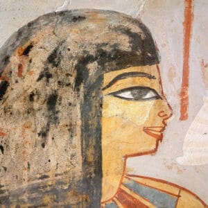 Fragment de la décoration d'une tombe égyptienne, femme à une cérémonie