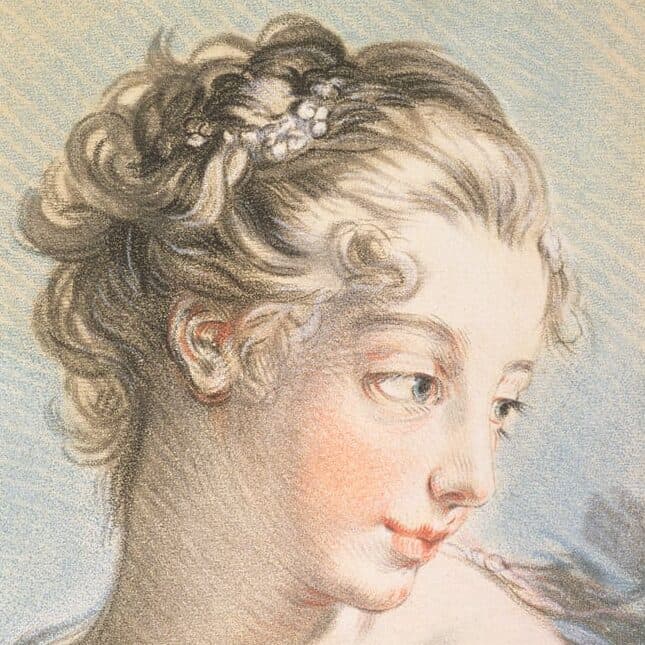 François Boucher - Jeune femme, Jeune femme, gravée en couleur par Louis Marin Bonnet en 1767