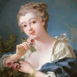 François Boucher - Jeune fille au bouquet de roses (XVIIIe siècle)