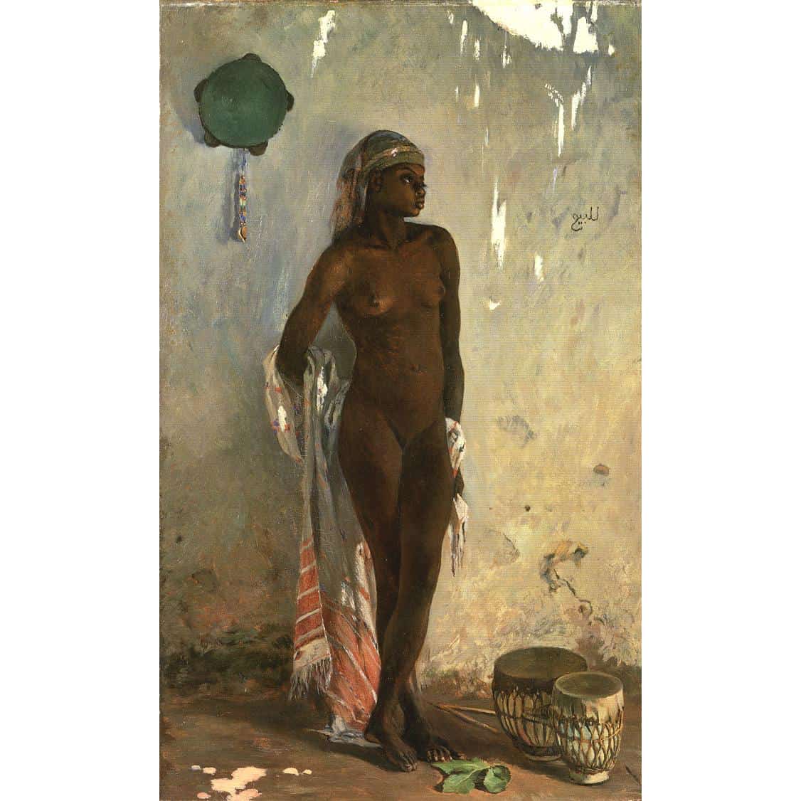 Frank Buchser - Esclave nue au tambourin (1880)