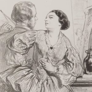 Gavarni, « J’ai été bien calomniée, mon cher, mais on a fini par me rendre la justice… - Qu’on devait à ton mari » (1840)