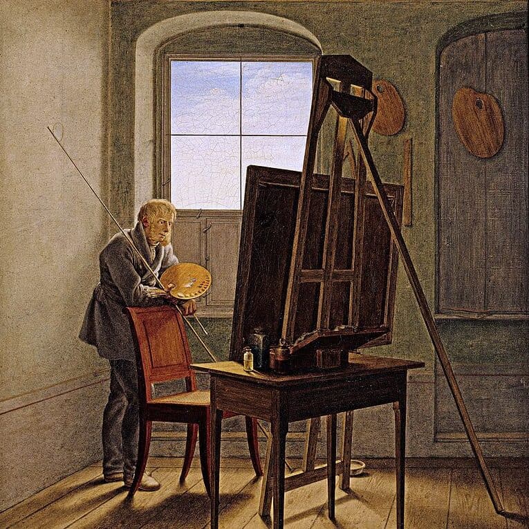 Georg Friedrich Kersting - Caspar David Friedrich dans son studio (1812)