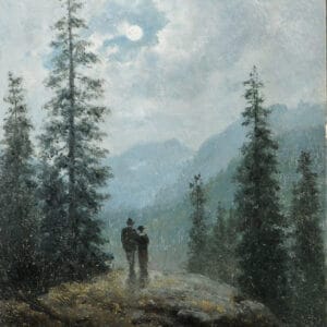 Georg Emil Libert, Paysage de clair de lune avec couple (XIXe)