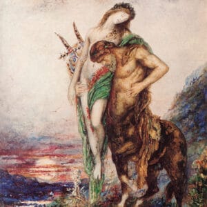 Gustave Moreau - Poète mort porté par un centaure (aquarelle, vers 1890)