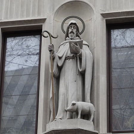 Statue de Saint Antoine (et son cochon !), église de Sant Antoni Abat, Barcelone