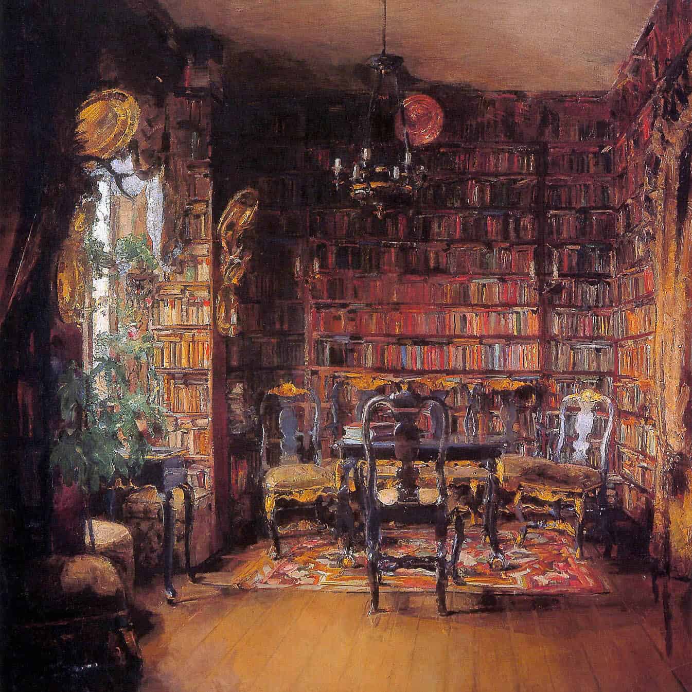 Harriet Backer - The Library of Thorvald Boeck (1902)