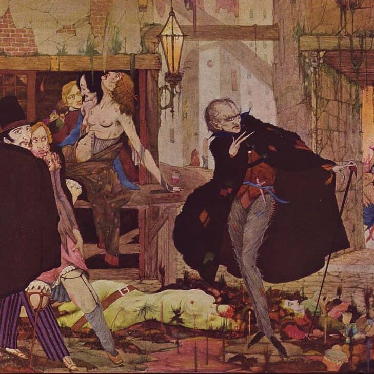 Harry Clarke - Illustration pour l'histoire d'Edgar Allan Poe L'homme des foules (1923)