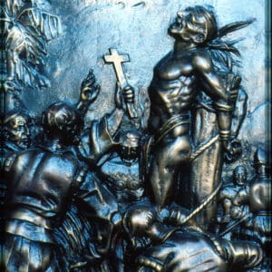 Bas-relief représentant le chef Taïno Hatuey supplicié à Hispaniola