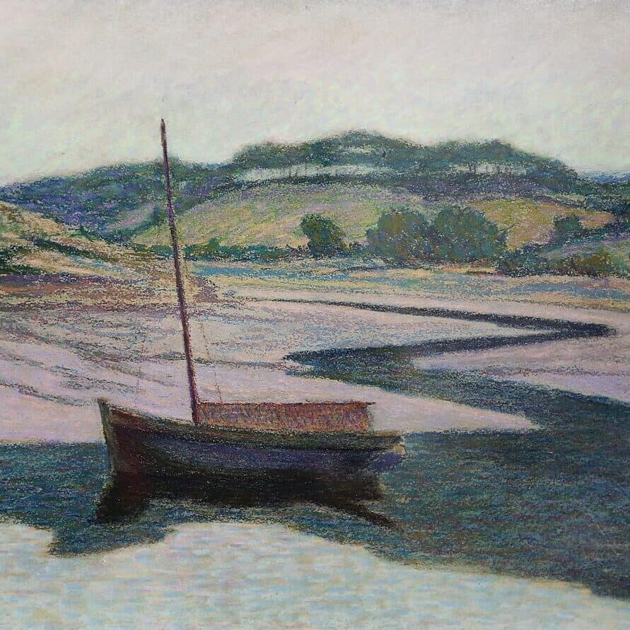 Henri Delavallée - Barque sur l'Aven à marée basse (1887)