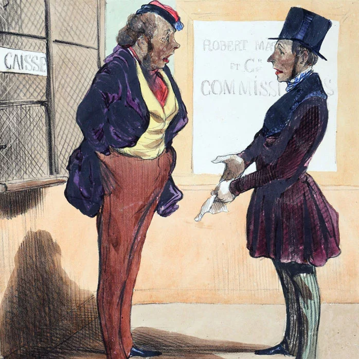 Honoré Daumier - Robert Macaire, commissionnaire. Extrait des Caricaturana (Les Robert Macaire), 1836-1838