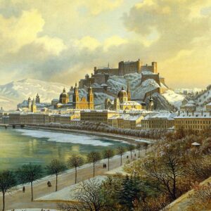 Hubert Sattler - Salzbourg en hiver (milieu 19e siècle)