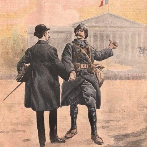 Illustration extraite du Petit Journal - Le Poilu et le député (1919)