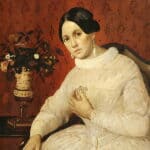 Ivan Khrutsky - Portrait d'une femme inconnue en robe blanche avec un livre (19e s)