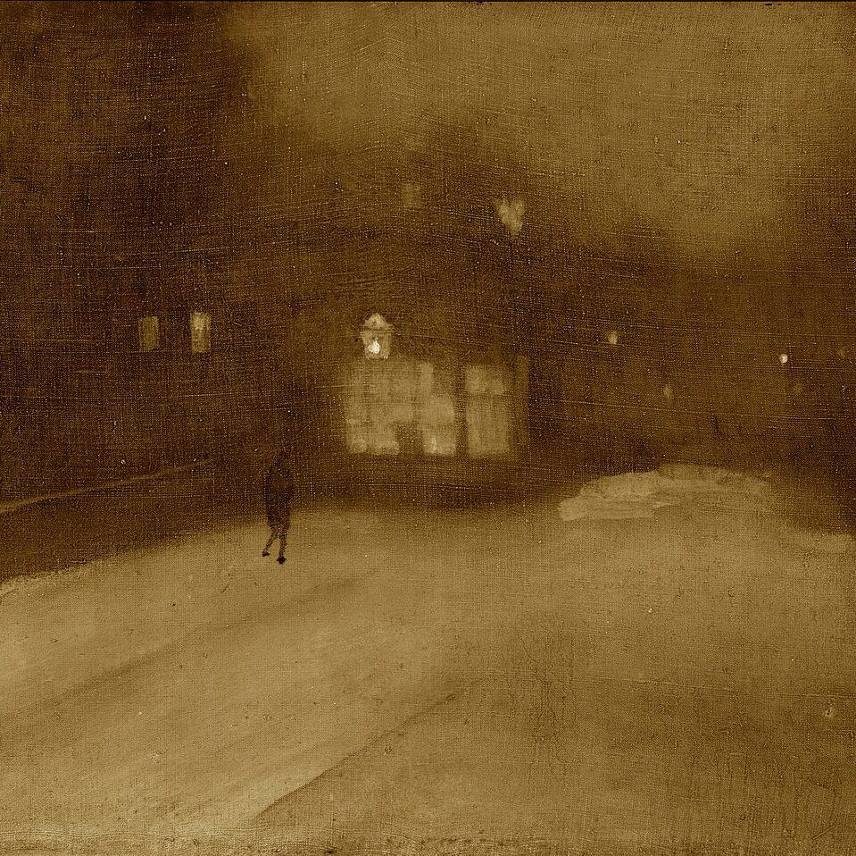 James McNeill Whistler - Nocturne, Grey and Gold, Snow in Chelsea (1876)