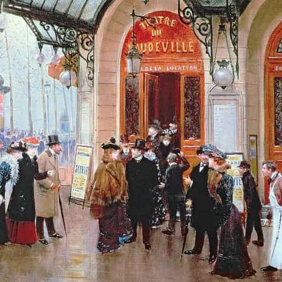 Jean Béraud - Devant le théâtre de Vaudeville à Paris (1889)