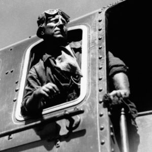 Jean Gabin à bord de la Lison, dans le film La Bête humaine de Jean Renoir (1938)